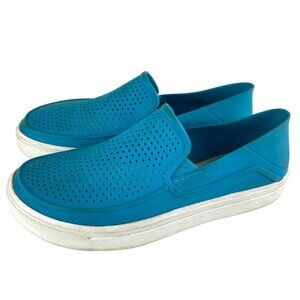 Crocs Womens Sz 7 Comfort Slip On Boat Loafer Water Shoe Blue Flats